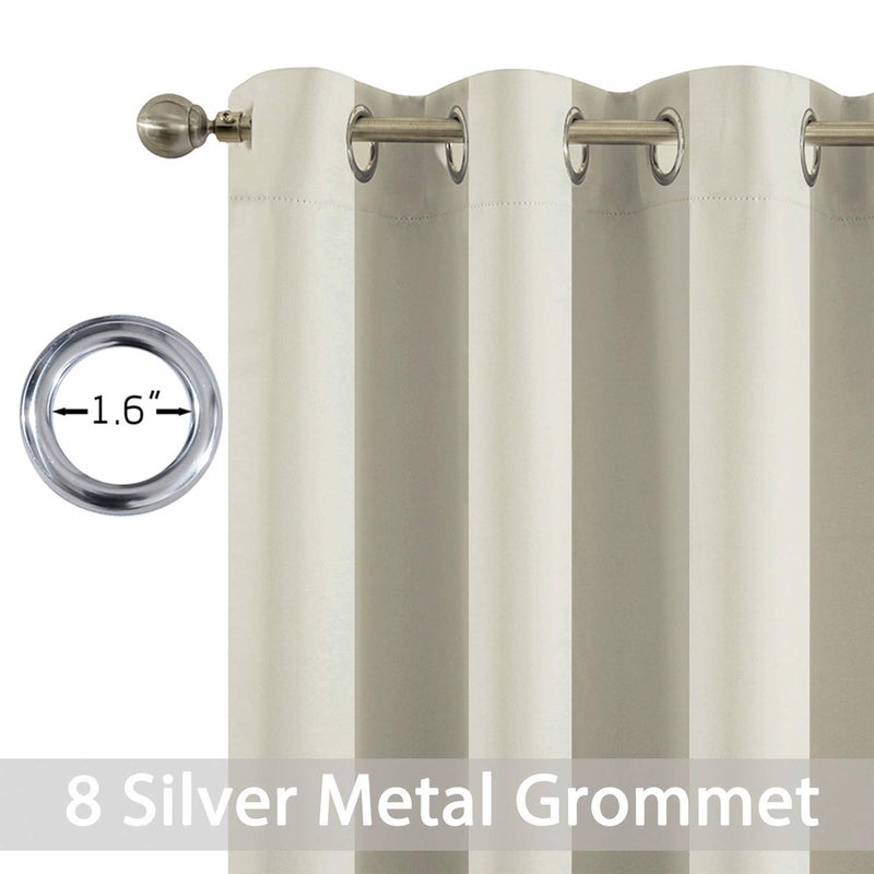 Yakamok Blackout Curtains Room Darkening Thermal Insulated Grommet top Window Curtains for Living Room, 52 x 72 Inch, Light Beige, Set of 2 - Image 3